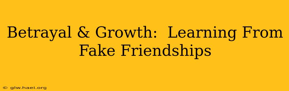 Betrayal & Growth:  Learning From Fake Friendships