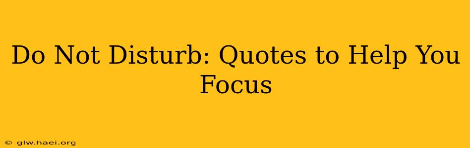 Do Not Disturb: Quotes to Help You Focus