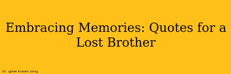 Embracing Memories: Quotes for a Lost Brother
