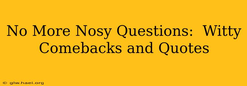 No More Nosy Questions:  Witty Comebacks and Quotes