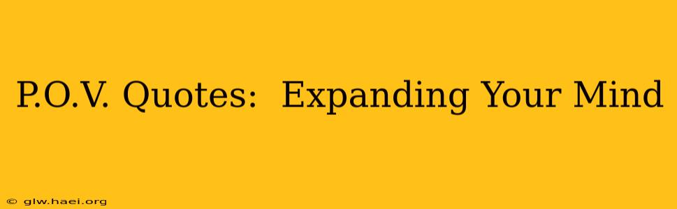 P.O.V. Quotes:  Expanding Your Mind