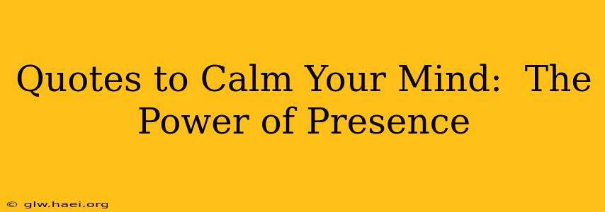 Quotes to Calm Your Mind:  The Power of Presence