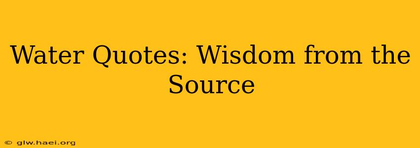 Water Quotes: Wisdom from the Source